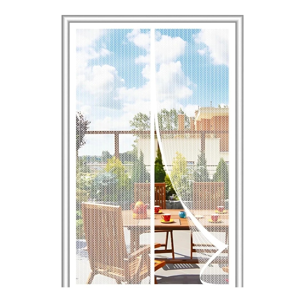 Magnetic Screen Door White Heavy Duty Mesh Hands Free Pet Friendly Curtain